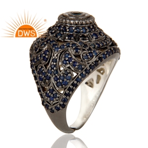 Best Quality Sterling Silver Natural Blue Sapphire Gemstone <b>Statement</b> <b>Ring</b> Custom Jewelry Manufacturer - Product Image 4
