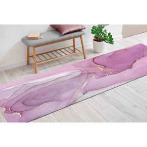 Alfombra de Mármol Rosa: Detalles en Dorado, Alfombra Contemporánea Antideslizante, con Pelo Suave - Product Image 5