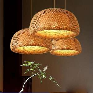 Hermosa lámpara de bambú decorativa de estilo tradicional con patrón artesanal - Product Image 5