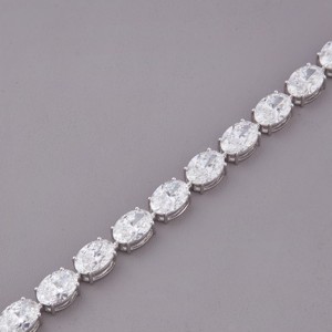 IGI Certified Lab Grown Oval Cut Diamond Tennis <b>Bracelet</b> in <b>Solid</b> 925 Sterling <b>Silver</b> Finish with Box Clasp - Product Image 3