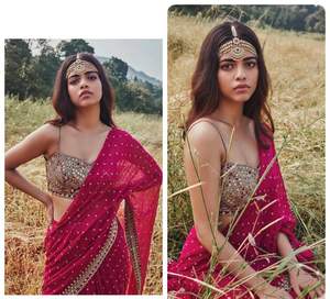 Sari Indio de Diseño Hermoso y Moderno, Sari de Georgette de Primera Calidad para Mujer, para Fiestas y Bodas, Precio al por Mayor - Product Image 2