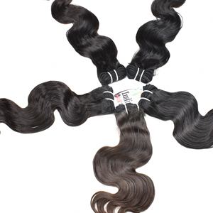 Vente en gros d'extensions de cheveux Remy indiens vierges 100% faisceaux bruts de vague de corps noir naturel pour les femmes - Product Image 1