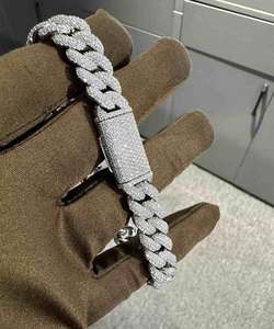 VVS Moissanite 925 <b>Sterling</b> <b>Silver</b> <b>Bracelet</b> 12MM 8 Inches White Gold Plated Fashion Charm <b>Bracelet</b> - Product Image 4