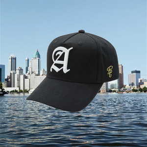 Custom 3D Embroidered Logo Unisex <b>Frame</b> A-<b>frame</b> 5 Panel Curved Brim Bill Black New Snapback Waterproof Dobby Baseball Caps - Product Image 2