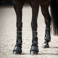 Bottes de protection pour chevaux TECHIFY en similicuir avec sangles à paillettes et bordure en fausse fourrure