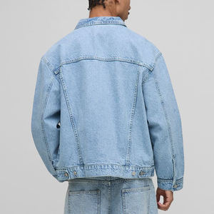 Veste en jean baggy lavée personnalisée pour hommes grande taille veste en jean décontractée à la mode manteau en jean de cowboy personnalisé avec logo imprimé DTF - Product Image 5