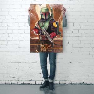 Modern Style the Mandalorian <b>Poster</b> Boba Fett Canvas Art with Black <b>Frame</b> for Wall Decor - Product Image 3