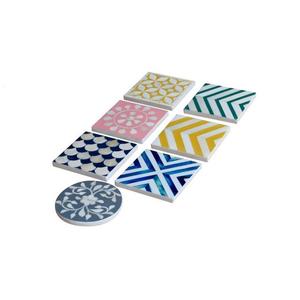 Sous-verres en incrustation d'os bleu et blanc 4 pièces avec ensemble de support tapis de table de cuisine et tampons résistance à la chaleur tasse sous-verre Protection de Table - Product Image 3