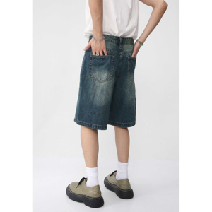 Short en jean ample pour homme, style streetwear estival, coupe décontractée confortable, taille élastique, 100 % coton, poche avant haute, OEM - Product Image 2
