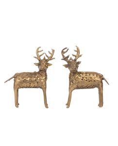 Par de Ciervos Decorativos de Arte Dokra, Adorno de 6 Pulgadas, Dorado, Decoración Moderna para el Hogar, Adorno de Mesa para Sala de Estar - Product Image 1