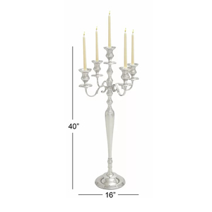 Candelabro Alto Plateado de Último Diseño, Centro de Mesa para Bodas con 5 Velas, Decoración, Portavelas Hecho a Mano en Venta - Product Image 4