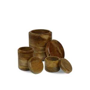 Juego de 3 cajas de artesanía india de estilo americano seguras para alimentos de madera de mango de cocina clásica - Product Image 1