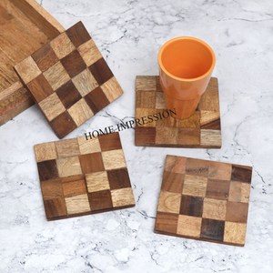 Lot de 4 sous-verres de table de luxe écologiques en bois marbré résistant à la chaleur pour la maison et la cuisine pour les mariages et les événements - Product Image 2