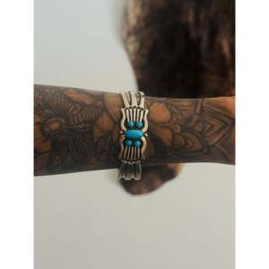 Rick Martinez Old Pawn Design Sleeping Beauty Turquoise & Sterling <b>Silver</b> <b>Cuff</b> <b>Bracelet</b> Fashionable Accessory - Product Image 2