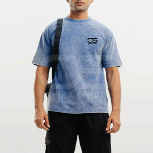 Street Fashion Men 100% Cotton Acid Wash T Shirt Loose Fit Retro Look Top Hombres con estilo Acid Wash T Shirt - Product Image 2