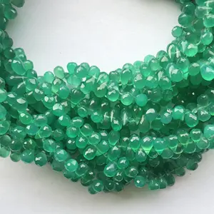 Pierre d'onyx verte naturelle, 4mm, 6mm, 8mm, gouttes de larme, perles coupées à facettes, vente en gros, magasin de fournitures de bijoux en ligne - Product Image 1