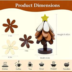 High Quality Set 4 <b>Wooden</b> <b>Trivets</b> 1 Stand Square Shape Eco-Friendly Hot Dishes Kitchen Coasters Stackable Carton - Product Image 2