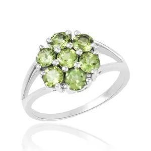 Anillo de piedras preciosas de Plata de Ley 925 de peridoto natural para mujer y niña, joyería de regalo, anillo de boda