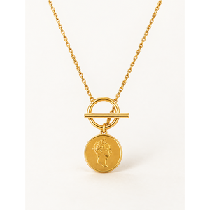 Queen T Bar <b>Necklace</b>-Gold Plated Stainless Steel Chain with Freshwater Pearl and Diamond Accent Bohemian Orthodox Style Jewelry - Product Image 1