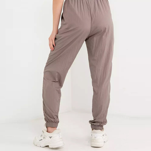 Breathable Quick Dry <b>Elastic</b> <b>Waist</b> High Flat Front Cargo Pants Street Style Multi-pocket Belt Casual <b>Jeans</b> White Women Spring - Product Image 3
