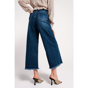 Jeans Cortos de Cintura Alta para Mujer, con Adornos Florales, Rasgados, de Pierna Ancha, en Mezclilla Azul, Talla XL, Transpirables, de Corte Holgado, para Primavera - Product Image 6