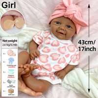 Üreticiye Özel Yumuşak Silikon Tam Vücut Yeniden Doğmuş Bebekler Yıkanabilir Gerçekçi Koyu Tenli 43 cm Vivienne Muneca Kız Çocukları İçin Koleksiyonluk