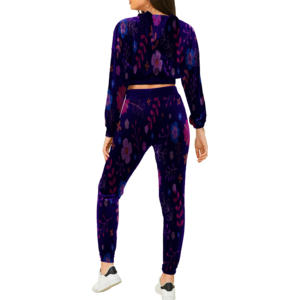 Ensemble court en velours 100 % coton pour femme, style streetwear 2026, survêtement à manches longues, crop top et short assortis pour filles, collection hiver - Product Image 6