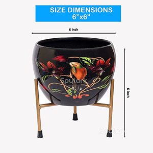 Pot en métal noir avec support pour plantes d'intérieur, jardinière moderne minimaliste pour la maison et le bureau - Product Image 5