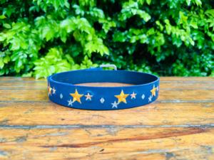 เข็มขัดหนังควายน้ำสีฟ้าแบบใหม่ปักลายดาวแฟชั่นกรอบหนังวัวแบบมีรูอุปกรณ์เสริมตามสั่งสไตล์ลำลอง - Product Image 4