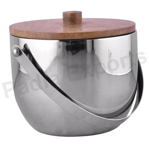 Wine <b>Ice</b> <b>Bucket</b> <b>With</b> Wooden <b>Lid</b> Elegant Beverage Tubs <b>with</b> Unique Design - Product Image 1