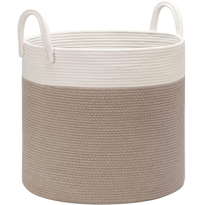 Panier en corde tissé panier de rangement à linge avec poignée conception en coton article fait main biodégradable de bonne qualité produit Standard supérieur - Product Image 4