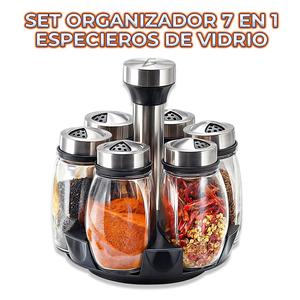 Set di 6 Barattoli per Spezie in Acciaio Inox e Vetro, Rotazione a 360° con Foro di Drenaggio Regolabile, Collezione Premium di Saliera e Pepiera - Product Image 3