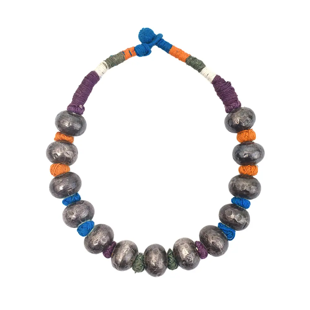 Collier de luxe en argent perlé multicolore pour femmes, articles cadeaux, à acheter au meilleur prix au palais des Arts de l'inde, AFJ-05