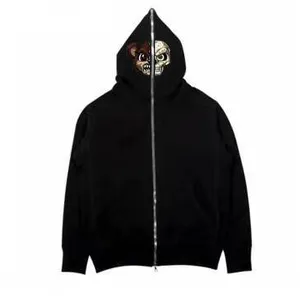 New Products Men's Sports Leisure Oversized Zipper Hoodie Custom Air Layer Cotton Zip Up Hoodie Blank Hoodie No String Men