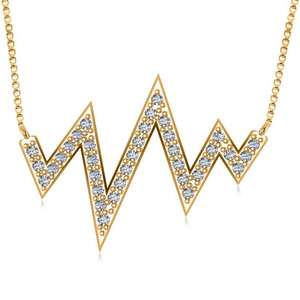 Collar con Colgante de Oro Amarillo de 14K con Forma de Latido de Corazón y Diamante, con Colgantes y Dijes de Diamantes de Primera Calidad de 0.36ct - Product Image 2