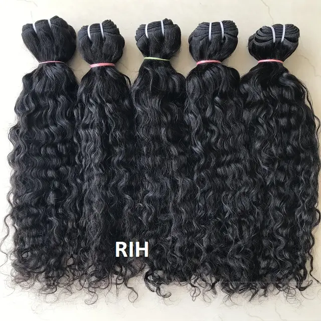 Unprocessed Cuticle Aligned Raw Indian Temple Grade Curly Virgin Human Hair With Frontal Indian Hair Bundles From India Vendor's