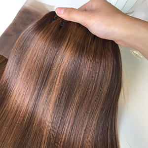El más nuevo europeo Genius Weft Super Double Drawn Bone Straight Color marrón Trama de cabello vietnamita Extensiones de cabello Cutícula alineada - Product Image 4