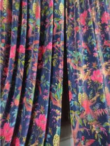 Moderne Vintage Luxe Boho Style Bleu Coton Velours Oiseau Imprimer Blackout Rideaux Cantonnières Sur Mesure pour La Décoration Intérieure Toutes Saisons - Product Image 6