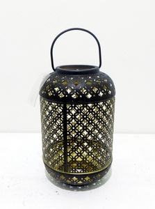 Lanterne en fer et verre de couleur or faite à la main avec poignée Bougeoir décoratif de table Boîte emballée - Product Image 6