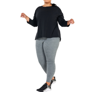 T-shirts de yoga grande taille à manches longues, coupe ample, respirants, extensibles, vêtements de sport pour femmes rondes - Product Image 3