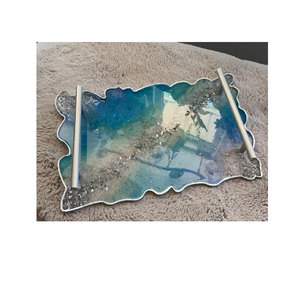 Bandeja de servicio de resina rectangular para baño Bandeja de resina epoxi Bandeja de servicio de resina de la mejor calidad para artículos decorativos - Product Image 4