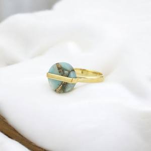 แหวนเงินสเตอร์ลิง925ดีไซน์เนอร์ทำด้วยมือพลอยอเมซอนไนต์ธรรมชาติชุบทองการตั้งค่าหนามเตยเครื่องประดับสำหรับงานแต่งงาน - Product Image 3