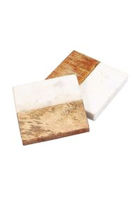Sous-verres modernes en bois et en résine Tapis ronds en résine époxy et en bois pour la décoration intérieure élégante Ensemble de 4 sous-verres de luxe pour boissons - Product Image 3