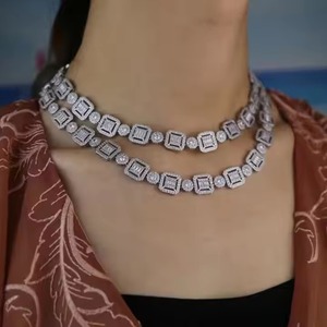 Anant jewels delicado tulipán noble elegante encanto pera corte laboratorio cultivado diamantes collar 14K 925 collares de plata esterlina mujeres - Product Image 5