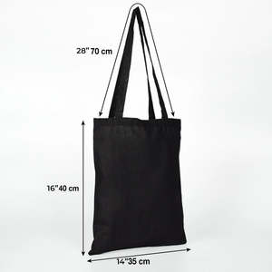 Bolsa de Tela Negra de Algodón con Asas, Ecológica y Resistente, Tamaño Mediano 14x16 (35x40 cm), para Publicidad o Uso en la Playa, Bolsa sin Estampado - Product Image 2