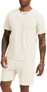 เซ็ตเสื้อยืดและกางเกงขาสั้นคอกลมสำหรับผู้ชายชุดว่ายน้ำลายขวางชุดว่ายน้ำชายหาดชุดกีฬาสำหรับฤดูร้อนออกแบบได้ตามต้องการ - Product Image 4