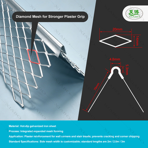 Perfil de esquina de malla metálica expandida galvanizada <span class=keywords><strong>para</strong></span> paneles de yeso, protector de esquina de pared antirrotura con alas de malla de diamante - Product Image 5