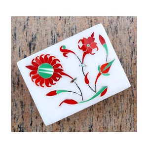 Joyero de mármol de piedra verde y roja natural hecho a mano para regalos de boda - Product Image 1