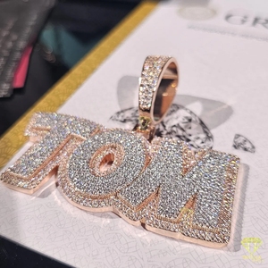 Pendentif à breloque avec lettres rondes et logo glacées avec diamants cultivés en laboratoire VVS en argent sterling 925 Bijoux Hip Hop - Product Image 2