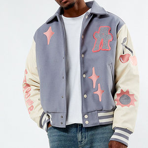 Chaqueta con soporte de invierno con letras universitarias para hombre de alta calidad de fabricante OEM, bombardero de béisbol personalizado, cuero bordado de chenilla - Product Image 1